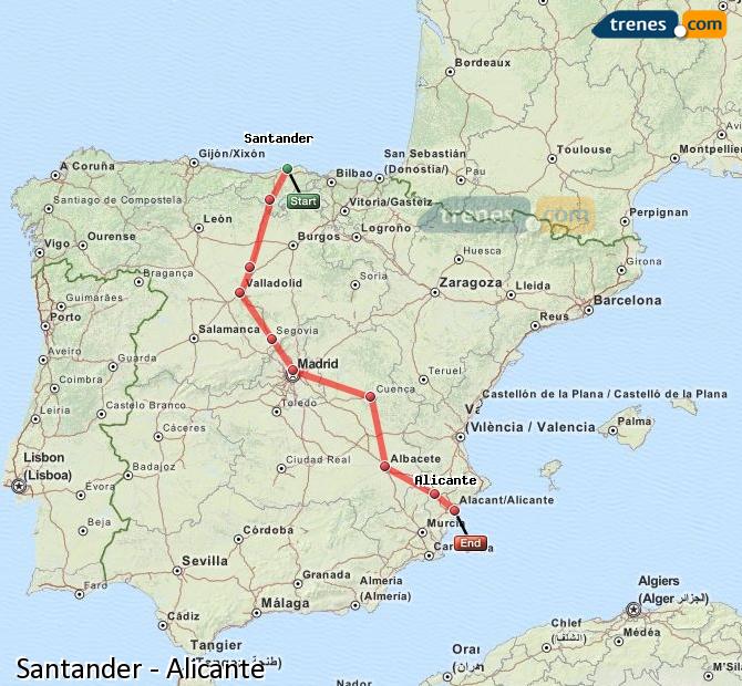 Train Santander to Alicante / Alacant