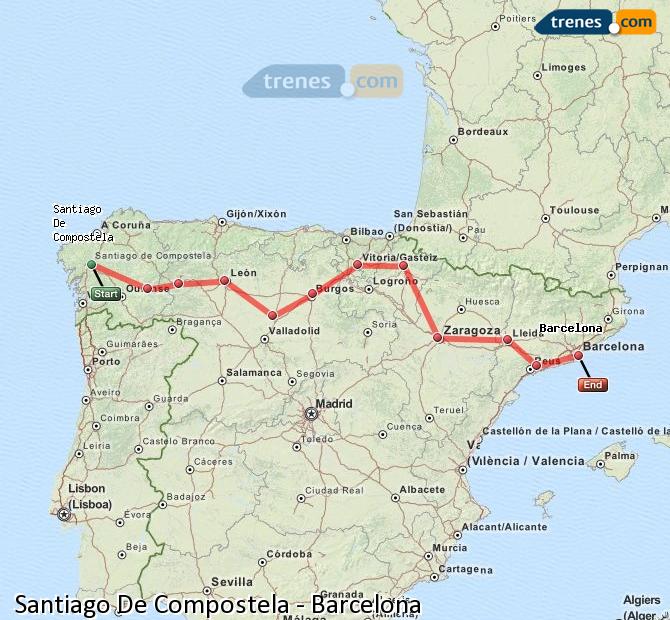 Train Santiago de Compostela to Barcelona