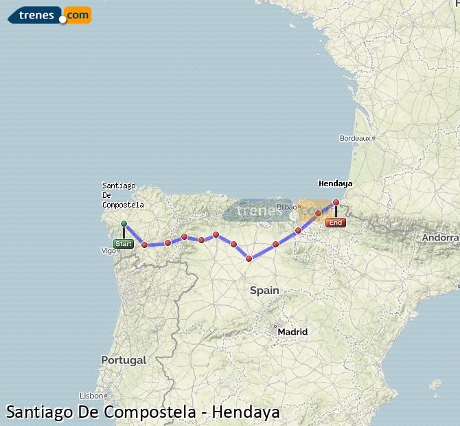 Agrandir la carte Trains Santiago De Compostela Hendaye
