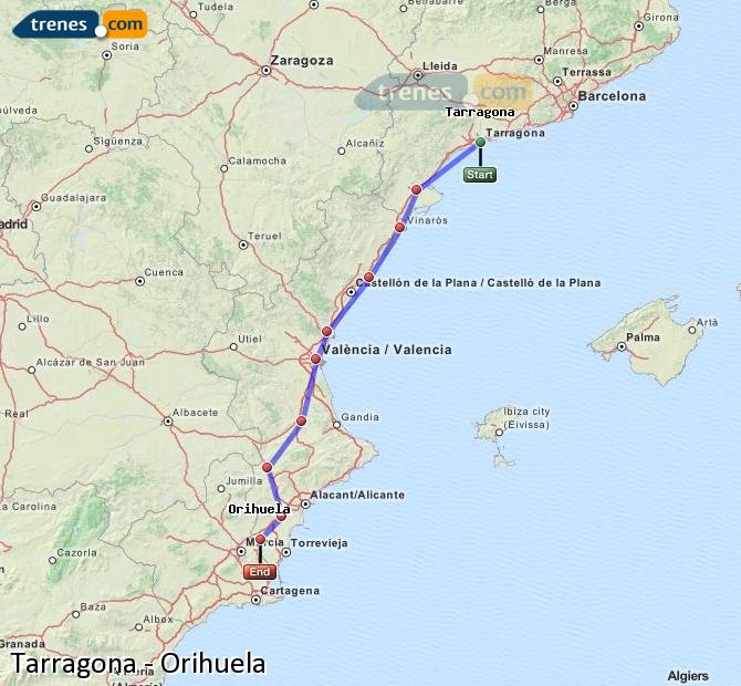 Cheap Tarragona to Orihuela trains, tickets from 36,10 €