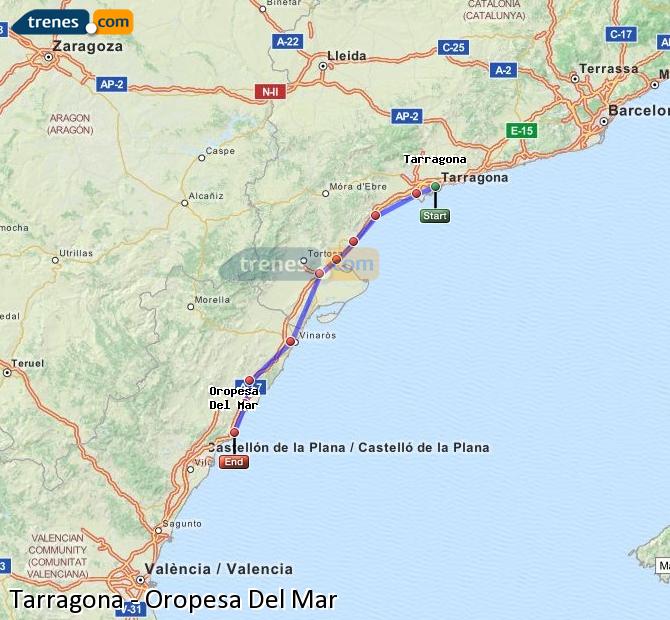 Tren Tarragona Orpesa (Oropesa del Mar)