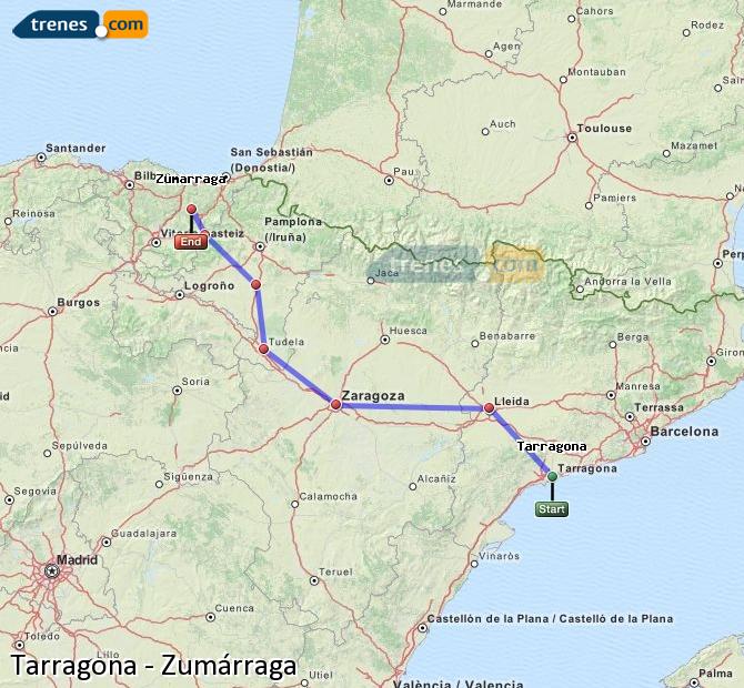 Ampliar mapa Trenes Tarragona Zumárraga