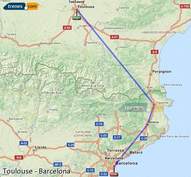 Train Toulouse Matabiau (Tolosa) to Barcelona