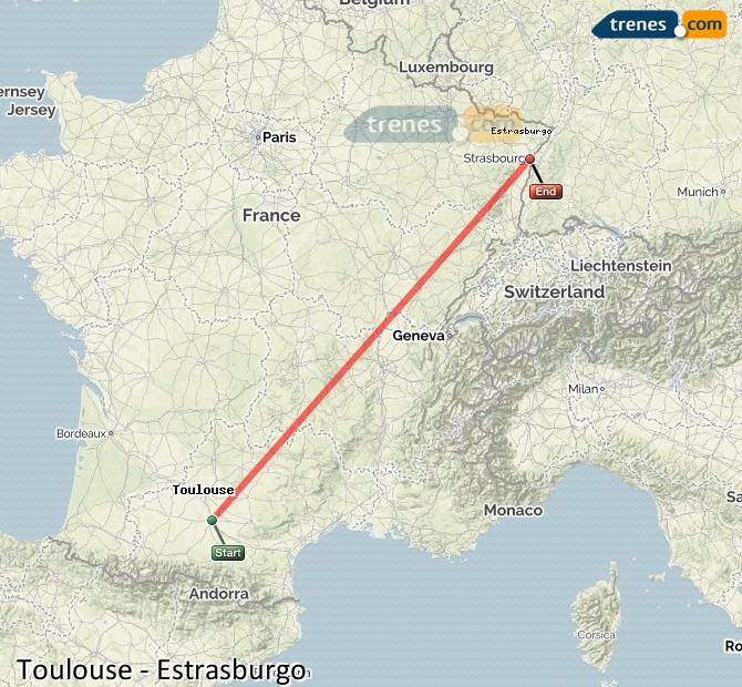 Agrandir la carte Trains Toulouse Strasbourg