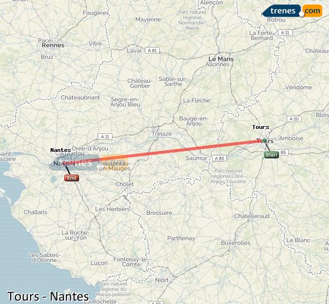 Agrandir la carte Trains Tours Nantes
