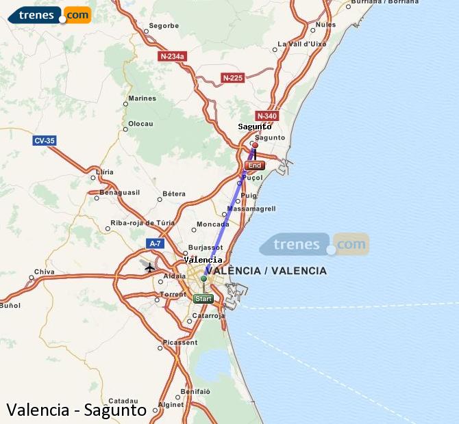 Train Valencia to Sagunt (Sagunto)