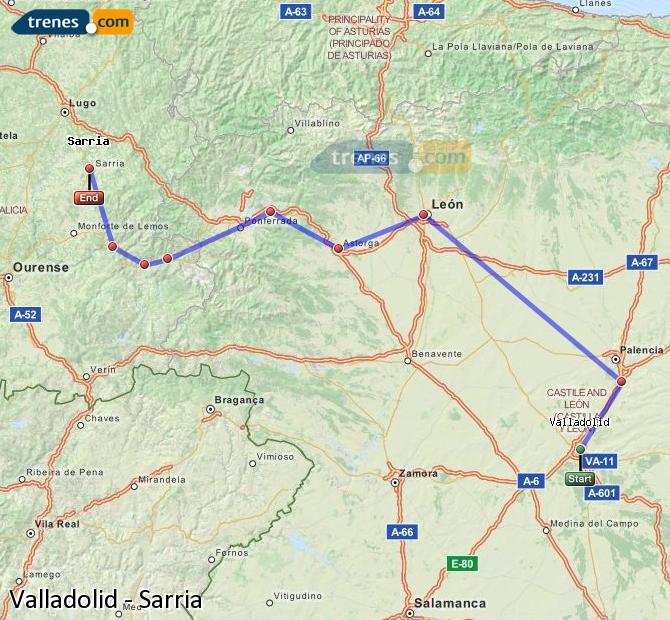 Ampliar mapa Trenes Valladolid Sarria