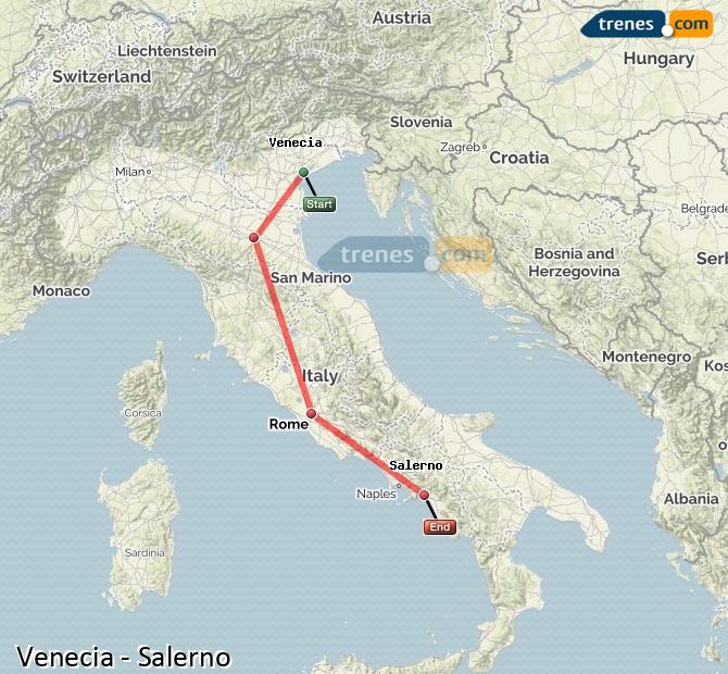 Ingrandisci la mappa Treni Venezia Salerno
