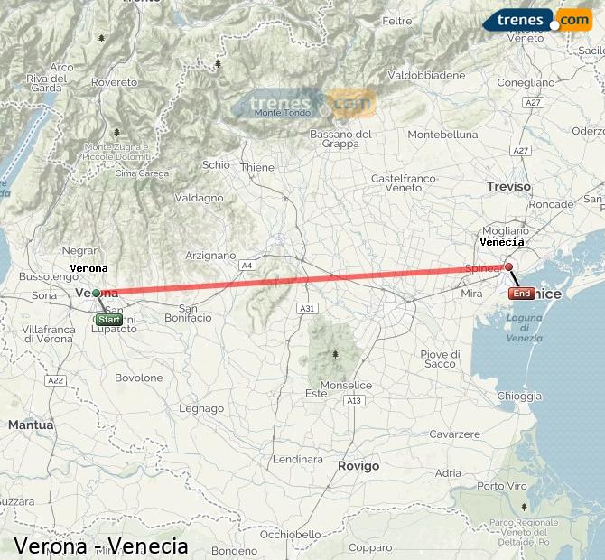 Karte vergrößern Züge Verona Venedig