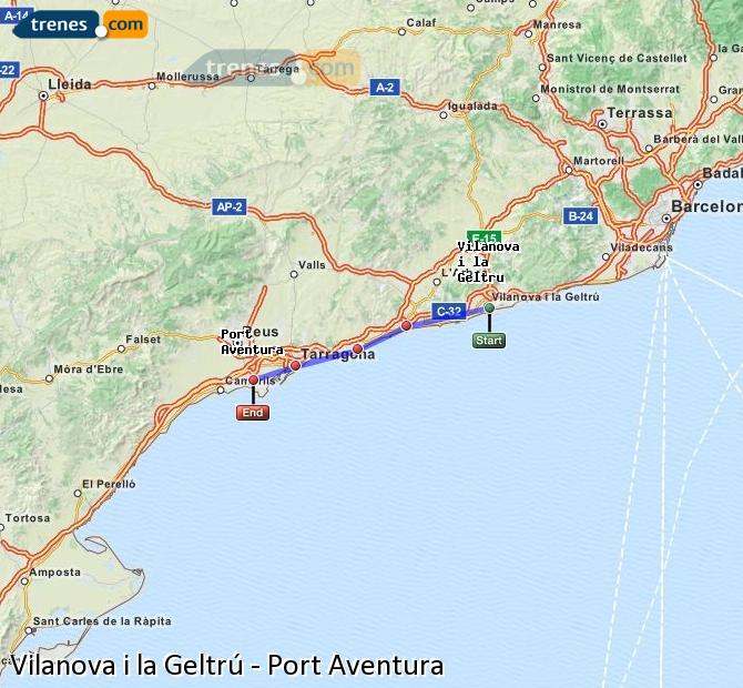 Tren Vilanova i la Geltrú (Villanueva) Salou - Port Aventura