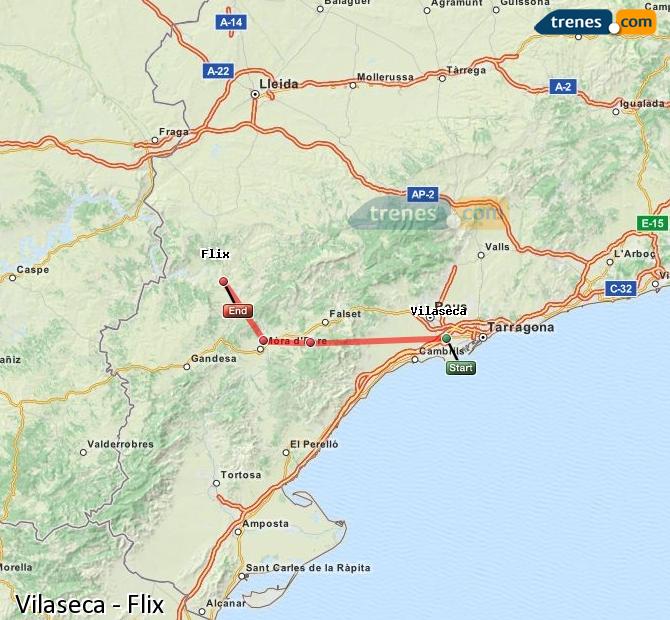 Trenes Vilaseca Flix baratos, billetes desde 4,85 €