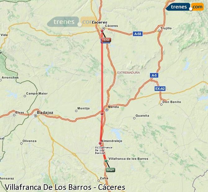 Trenes Villafranca De Los Barros Cáceres baratos, billetes desde 7,60