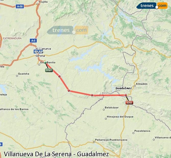 Trenes Villanueva De La Serena Guadalmez baratos, billetes desde 9,15